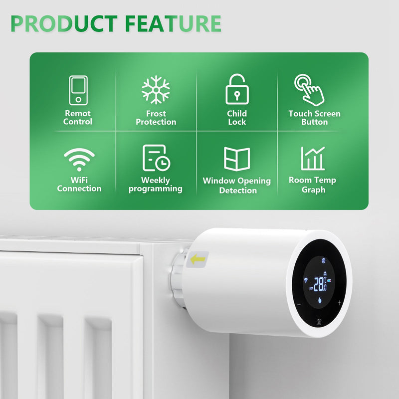 Heschen Smart Home Radiator Valve TRV-02,M30x1.5,Zigbee Thermostat,eWeLink App Zigbee Hub Required
