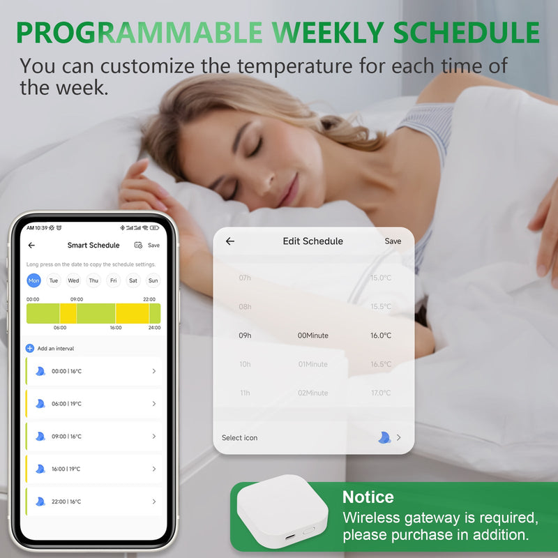 Heschen Smart Home Radiator Valve TRV-02,M30x1.5,Zigbee Thermostat,eWeLink App Zigbee Hub Required
