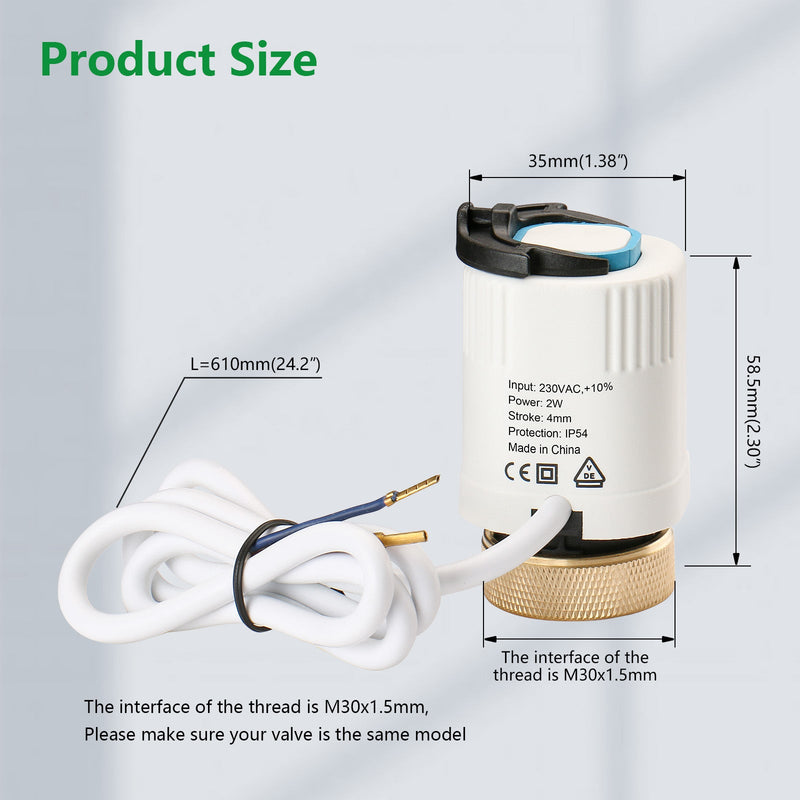 Heschen Thermal Actuator WGD06,100Pack AC230V for Floor Heating System with Room Temperature Control Normally Closed