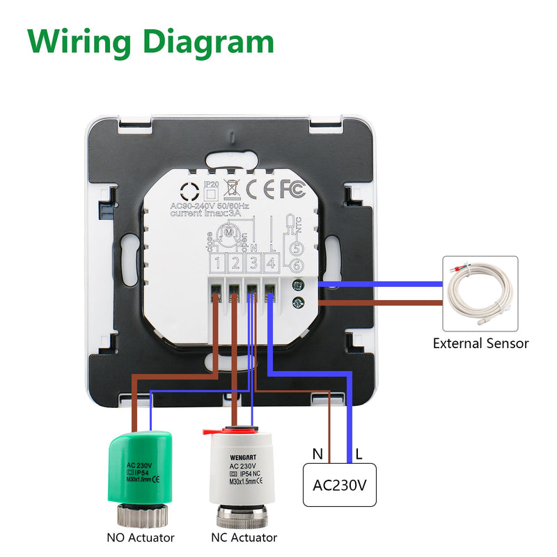 Heschen Heating Thermostats WG02B05,7-day Programmable 3A Radiant Floor Heating