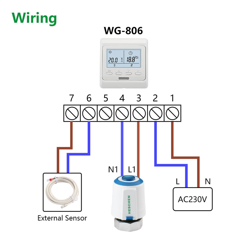 Heschen Thermal Actuator WGM05,100Pack AC230V for Floor Heating System with Room Temperature Control Normally Closed