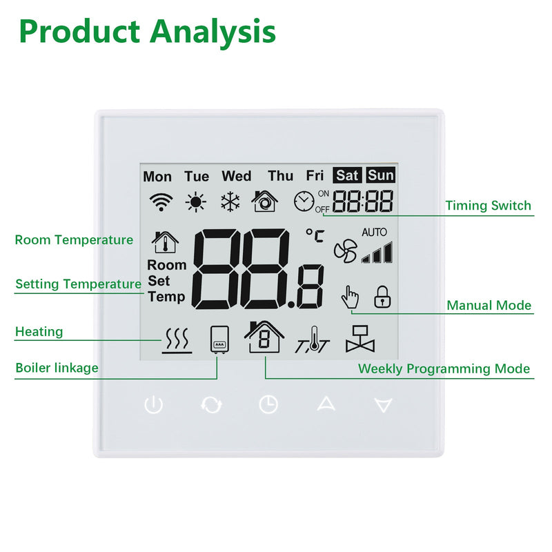 Heschen Thermostat WG505W,3A Water Heating,Potential-free linkage boiler
