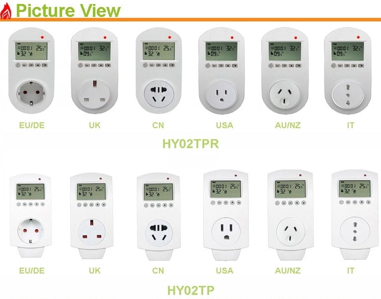 Heschen Plug in Thermostat WG02TPR,7 day programmable,LCD Digital Display,Heating & Cooling Outlet,3600W,external sensor