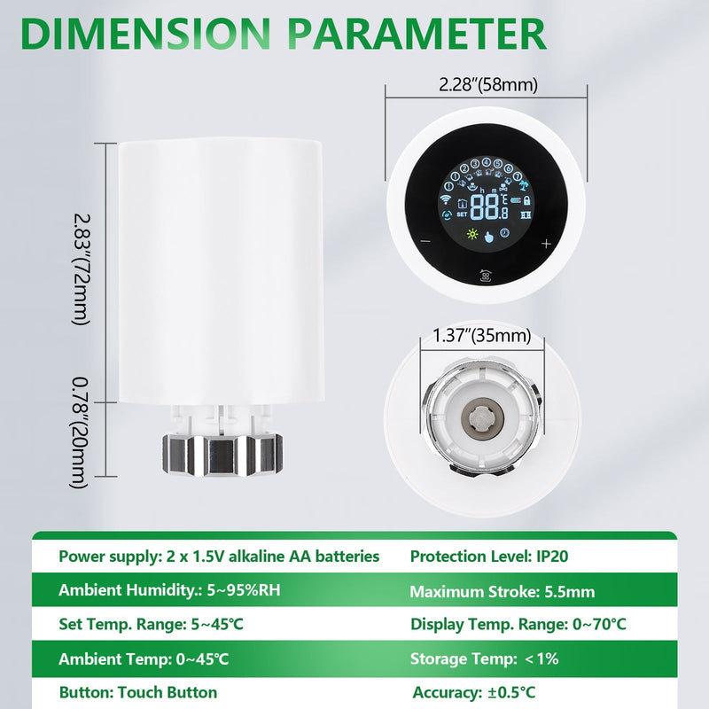 Heschen Smart Home Radiator Valve TRV-02,M30x1.5,Zigbee Thermostat,eWeLink App Zigbee Hub Required