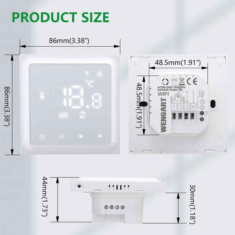 Heschen WiFi Thermostat WG611,Heat and Cold Mode AC230V Max3A 2.4GHz TUYA APP for Radiant Floor Heating,Compatible with Alexa Echo/Google Home