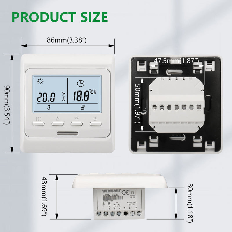 Heschen Thermostat WG806, 3A Water Heating,Weekly Programming