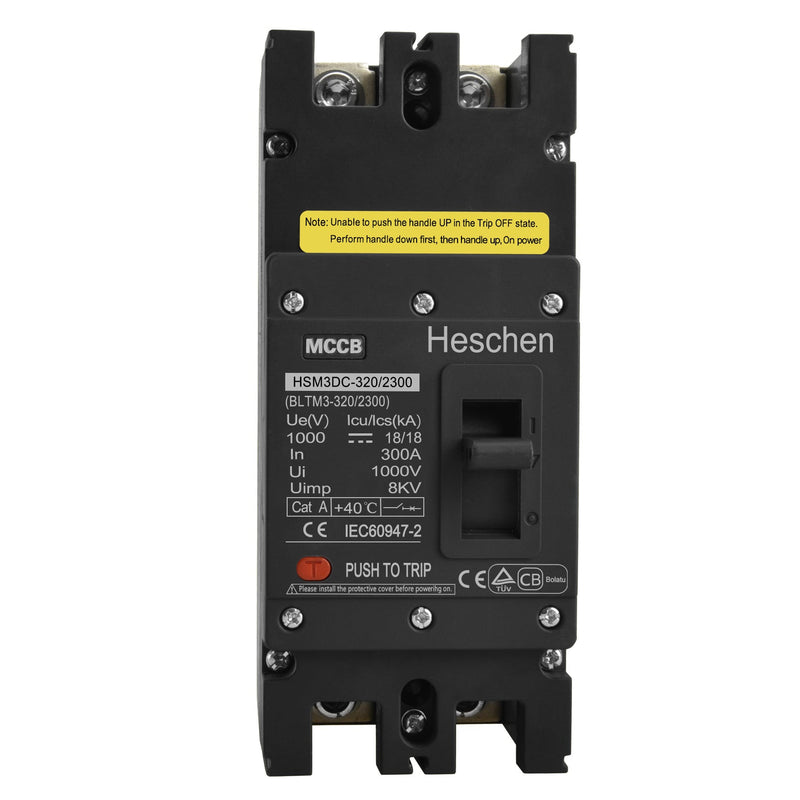 Heschen DC Molded Case Circuit Breaker MCCB, HSM3DC-320, 2 Poles, DC1000V 280A/300A/315A/320A, Photovoltaic Circuit Breaker, for Solar PV System Solar Panels Grid System