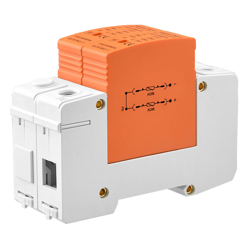 Heschen Surge Protective Device, LYD1-C40/275, 2P 275V 20KA, Fire-Proof, Low-Voltage Arrester, 35mm DIN Rail Mounting