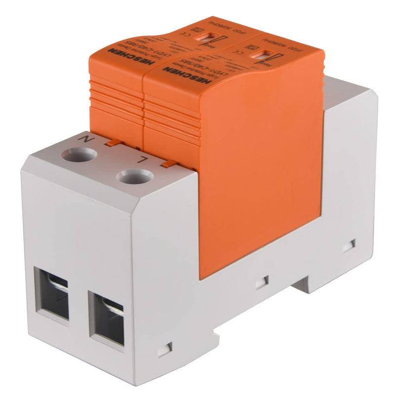 Heschen Surge Protective Device, LYD1-C40/385, 2P 385V 20KA, Fire-Proof, Low-Voltage Arrester, 35mm DIN Rail Mounting