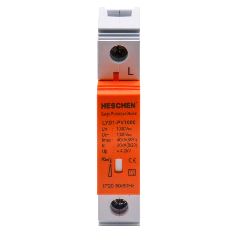 Heschen Surge Protective Device for PV, LYD1-PV1000, 1P 1000VDC 20KA, Fire-Proof, 35mm DIN Rail Mounting