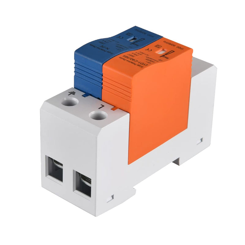 Heschen Surge Protective Device, N-PE, LYD1-C40/385, 2P 20KA, Fire-Proof, Low-Voltage Arrester, 35mm DIN Rail Mounting