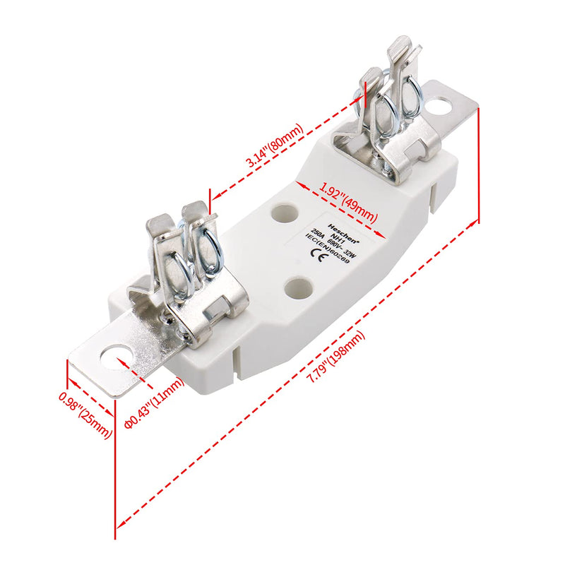 Heschen Ceramic Single-Pole Fuse Holder NH1 250A 690V 32W for NH Fuse-Link