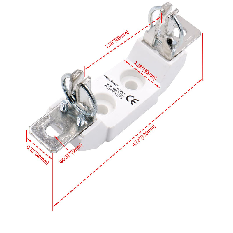 Heschen Ceramic Single-Pole Fuse Holder NH00 160A 690V 12W for NH Fuse-Link