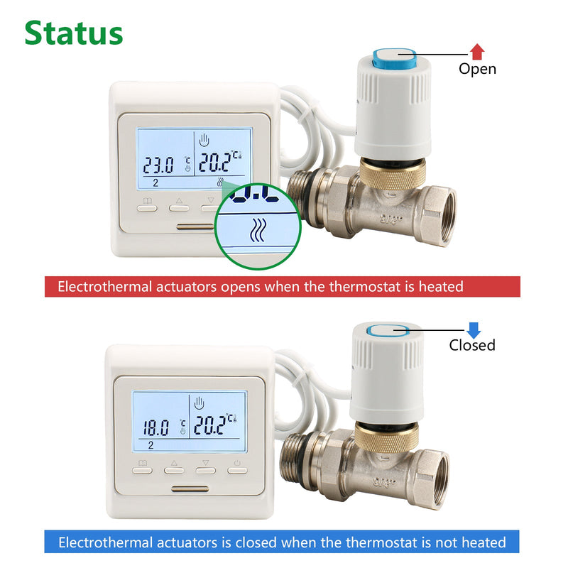 Heschen Thermal Actuator WGD06,100Pack AC230V for Floor Heating System with Room Temperature Control Normally Closed