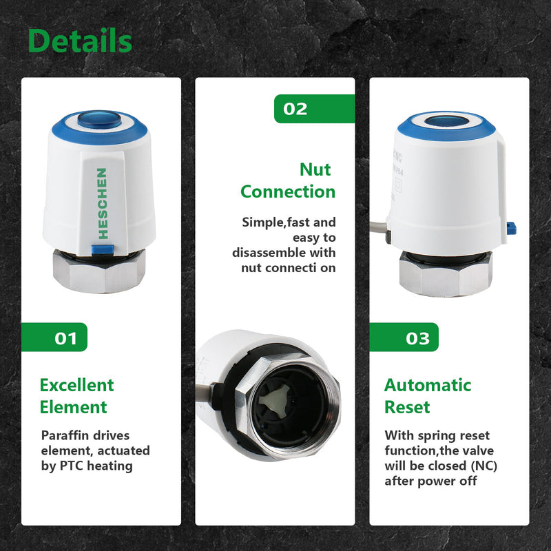 Heschen Thermal Actuator WGM05,100Pack AC230V for Floor Heating System with Room Temperature Control Normally Closed