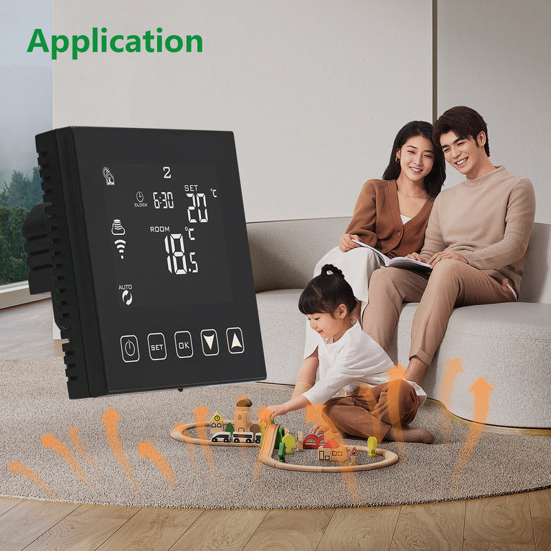 Heschen Thermostat Programmable WG603B,3A Floor Heating Black
