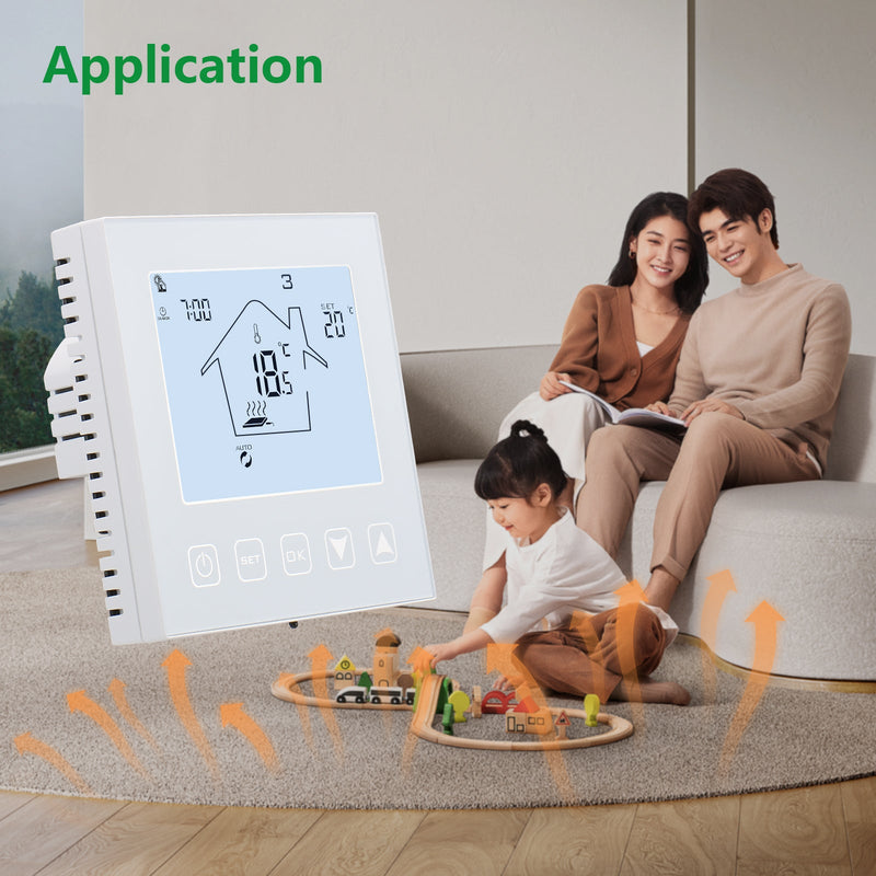 Heschen Home Thermostat Programmable WG603W,AC90-240V Max3A TFloor Heating