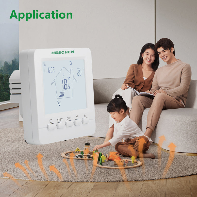 Heschen Heating Thermostats WG02B05,7-day Programmable 3A Radiant Floor Heating