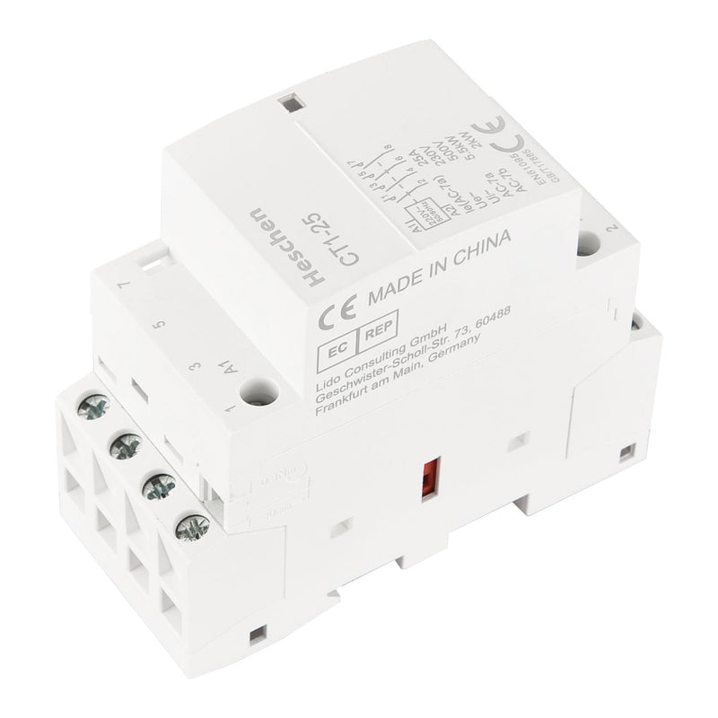 Household AC Contactor CT1-25 4 Pole Four Normally Open 220V/240V Coil Voltage 35 mm DIN Rail Mount