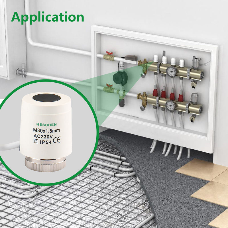 Heschen Thermal Actuator WG2209, 100Pack AC230V for Floor Heating System with Room Temperature Control Normally Open