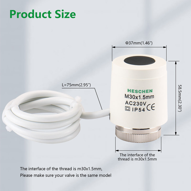 Heschen Thermal Actuator WG2209, 100Pack AC230V for Floor Heating System with Room Temperature Control Normally Open