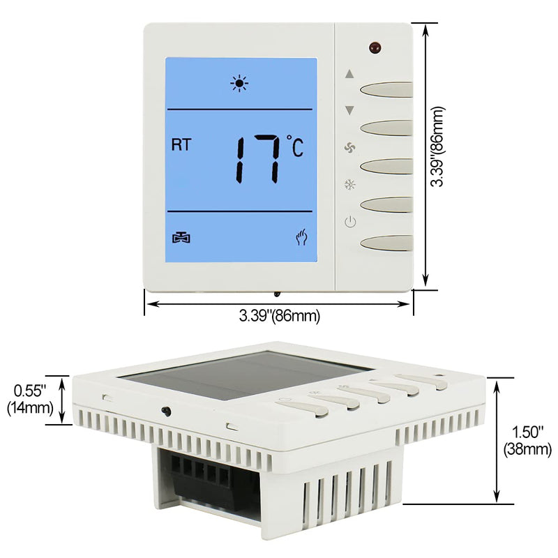 Heschen Programmable Thermostat LCD Digital D702 110V/220V AC, 10Amp Work for Radiant Floor Heating Temperature Controller White