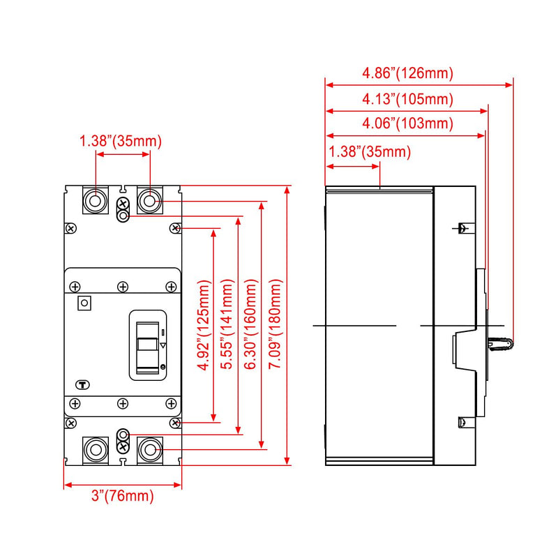 Heschen DC Molded Case Circuit Breaker MCCB, HSM3DC-250, 2 Poles, DC1000V 125A/140A/160A/180A/200A/225A/250A, Photovoltaic Circuit Breaker, for Solar PV System Solar Panels Grid System