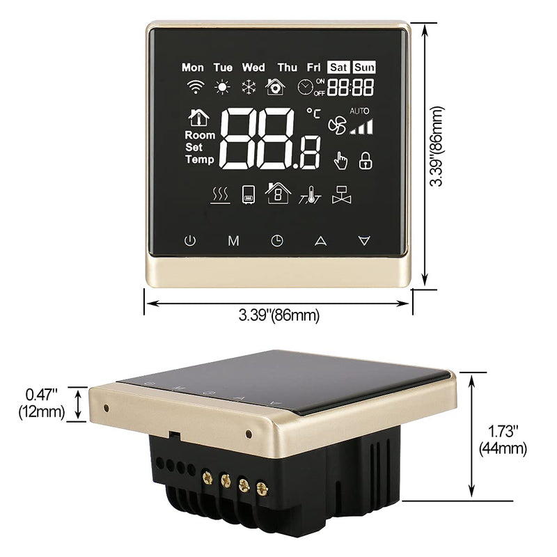 Heschen LCD Digital Programmable Thermostat DK-506 AC110V/AC220V 3Amp/16Amp Work for Under-Floor Temperature Controller Golden