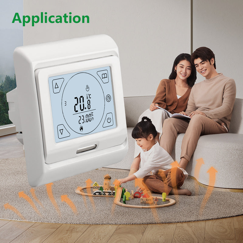 Heschen Programmable Thermostat WG809, 100Pack 3A, Touch Button, LCD display, Suitable for Water Heating System,White