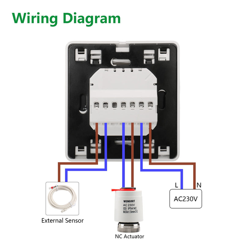 Heschen Programmable Thermostat WG809, 100Pack 3A, Touch Button, LCD display, Suitable for Water Heating System,White