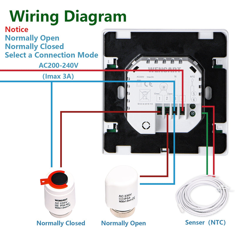Heschen Digital Thermostat WG351,AC230V Touch Button,3A