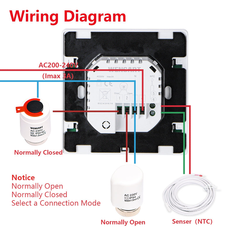 Heschen Room Thermostat WG352,AC230V Glass Touch Screen,3A