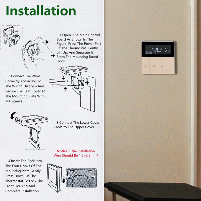 Heschen Digital Thermostat WG351,AC230V Touch Button,3A