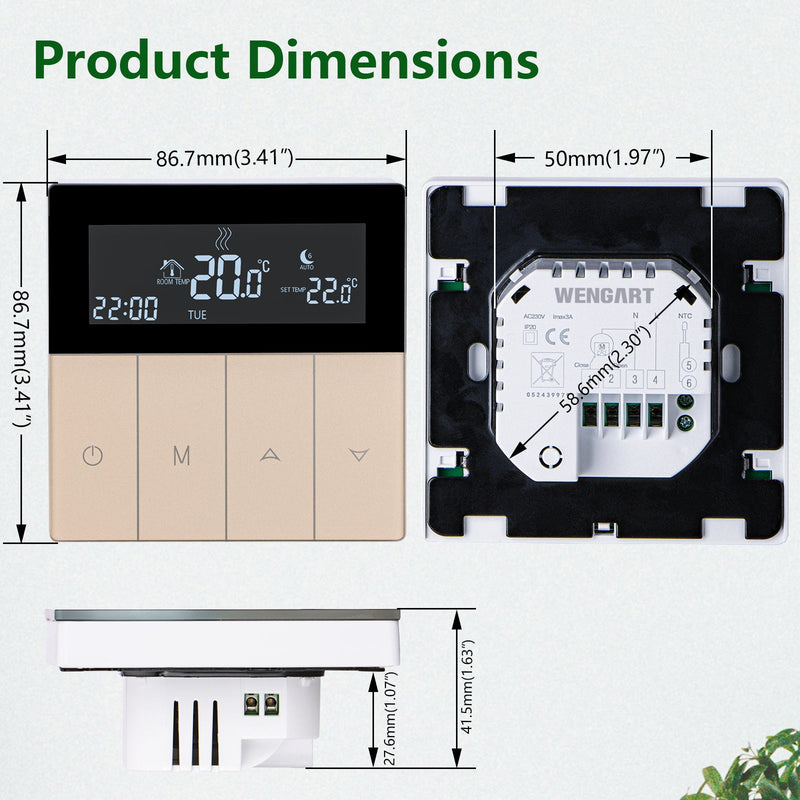 Heschen Digital Thermostat WG351,AC230V Touch Button,3A