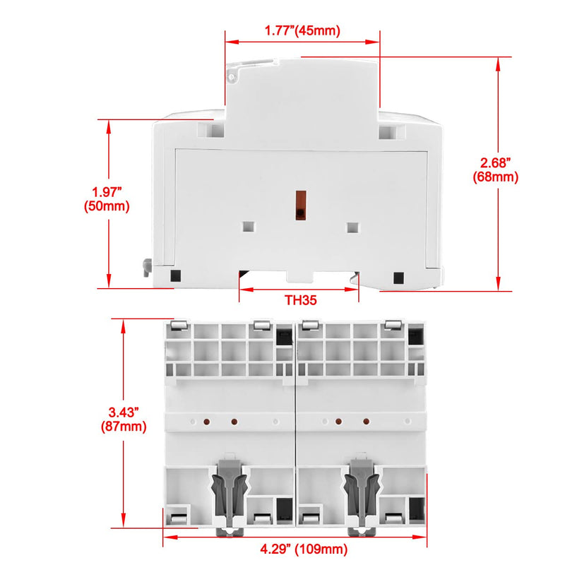 Heschen Household AC Contactor, HS1-100, Ie 100A, 4 Pole 2NO 2NC, AC 220V Coil Voltage, 35mm DIN Rail Mount
