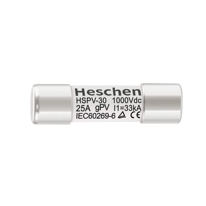 Solar DC1000V PV Fuse, Photovoltaic Fuses, gPV Type Fuse Link, HSPV-30, 10 * 38mm, 1000VDC, I1 33kA, for Solar PV System Protection, 10PCS