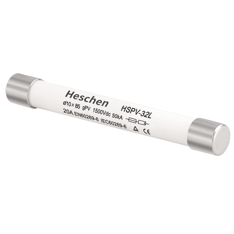 Solar DC1500V PV Fuse, Photovoltaic Fuses, gPV Type Fuse Link, HSPV-32L, 10 x 85mm, 1500VDC, I1 50kA, for Solar PV System Protection, 5PCS