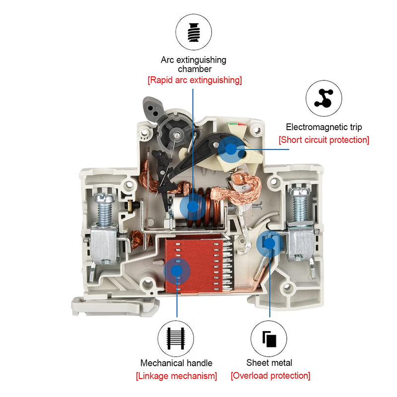 Heschen Miniature Circuit Breaker HSB6C, 16 Amp Current, 1 Pole, Type C, 6kA Breaking Capacity, DIN Rail Mounting