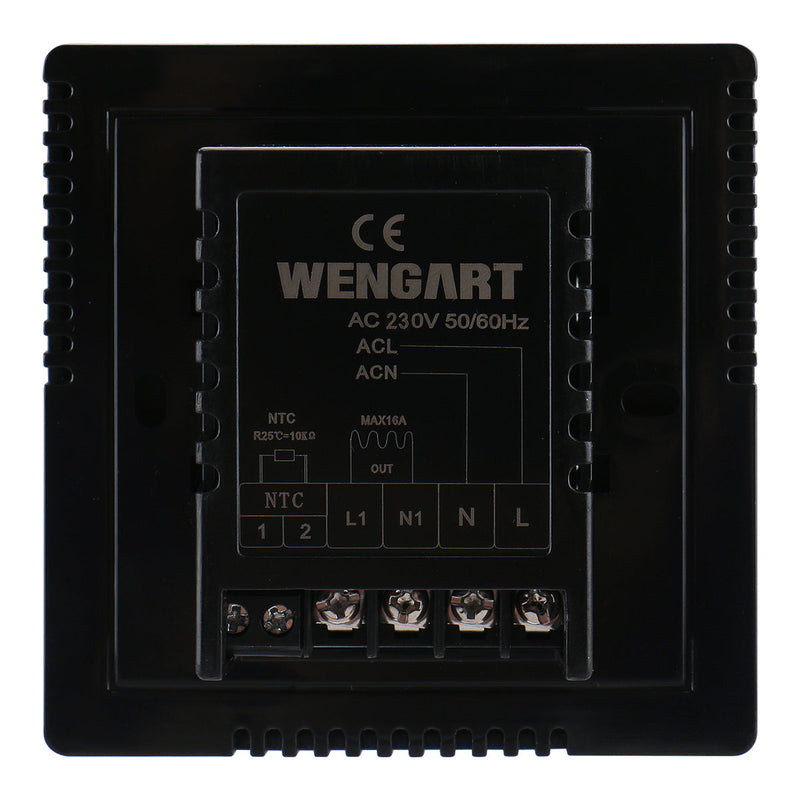 Heschen Room thermostat WG808, 16A, Suitable for Electric Heating Equipment, with 3m External Sensor, Touch Button, Easy to Operate, Black