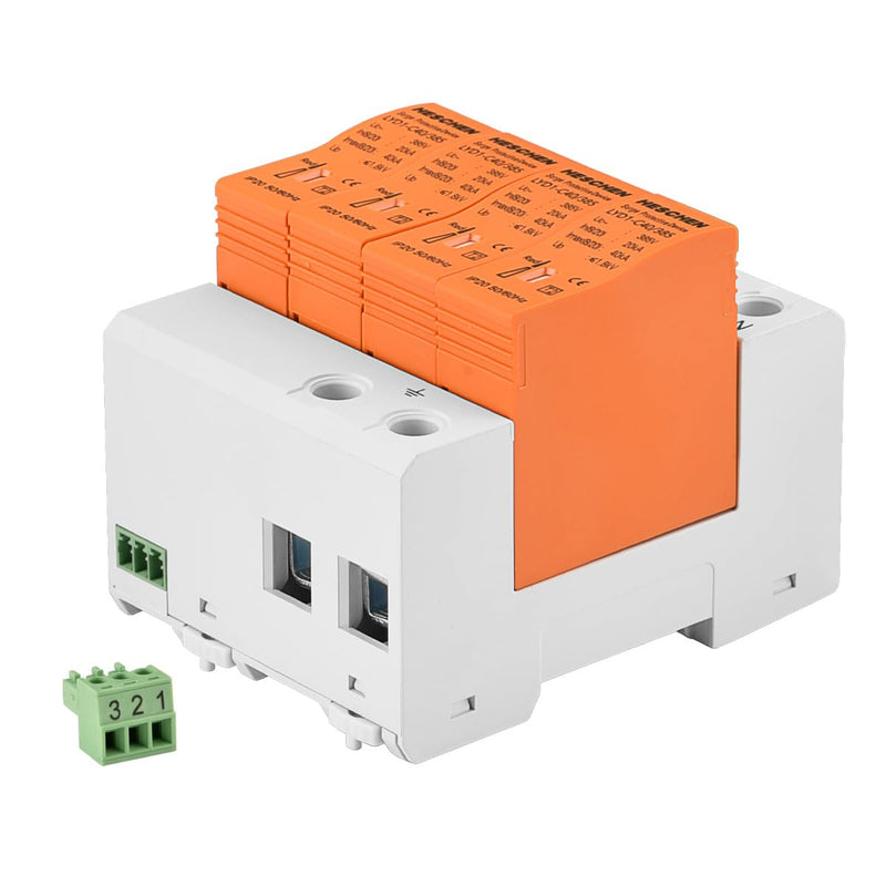 Heschen Surge Protective Device with Remote Communication, LYD1-C40/385, 4P 385V 20KA, Fire-Proof, Low-Voltage Arrester, 35mm DIN Rail Mounting