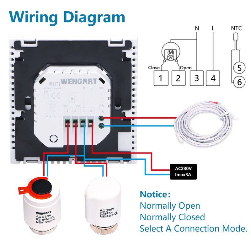 Heschen WiFi Thermostat WG380,AC230V 3A 6 Languages Optional,White
