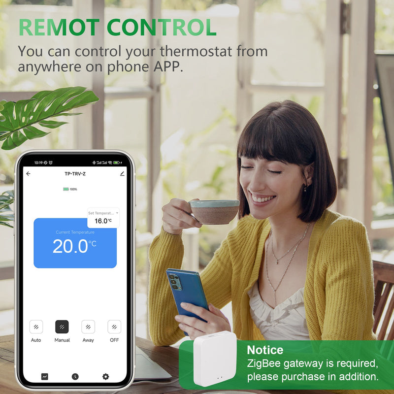 Heschen Zigbee Radiator Thermostat TRV-01,M30x1.5,Works with Google Assistant and Alexa,Tuya Zigbee Hub Required
