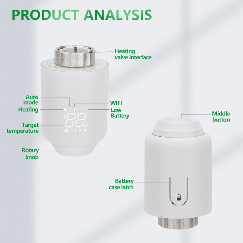 Heschen Zigbee Radiator Thermostat TRV-601,M30x1.5,eWeLink,Directly connect to Alexa