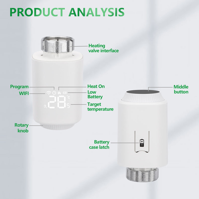 Heschen Zigbee Radiator Thermostat TRV-01,M30x1.5,Works with Google Assistant and Alexa,Tuya Zigbee Hub Required