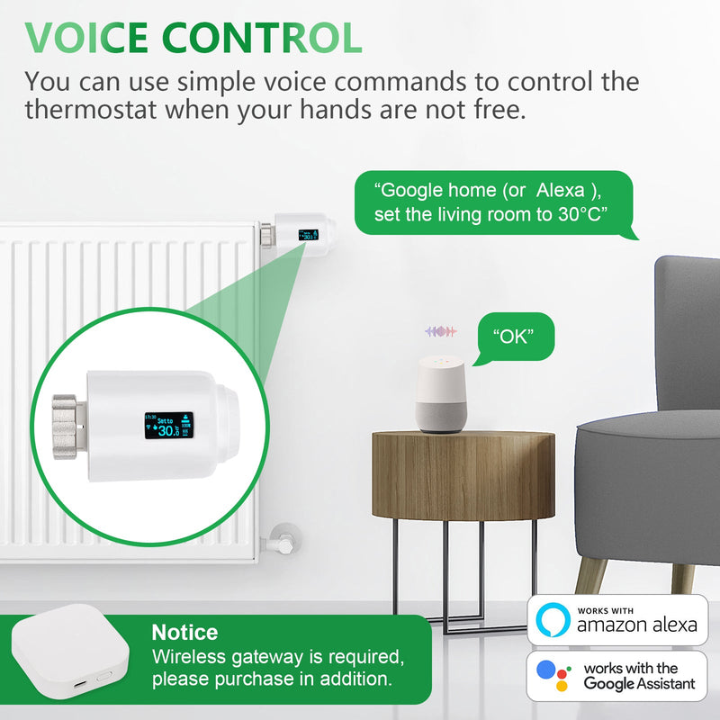 Heschen Zigbee Radiator Thermostat TRV-602,M30x1.5,eWeLink,Directly connect to Alexa