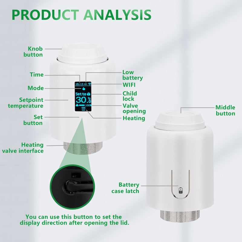 Heschen Zigbee Radiator Thermostat TRV-602,M30x1.5,eWeLink,Directly connect to Alexa
