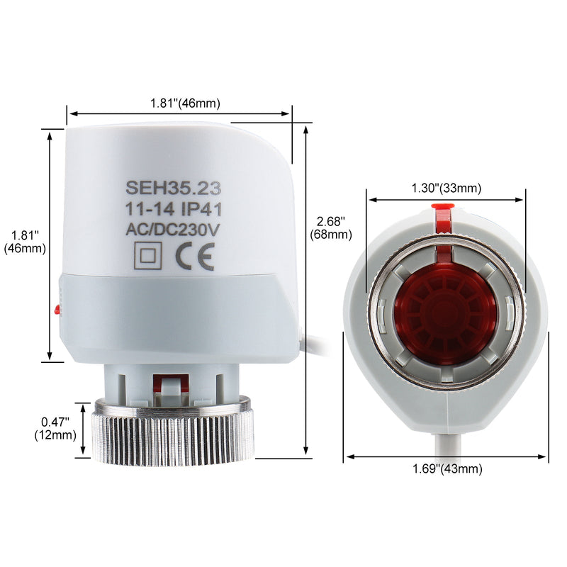 Heschen 2 Wire Thermal Actuator Valve WG03, Normaly Closed AC230V for Underfloor Heating Manifold with Itinerary