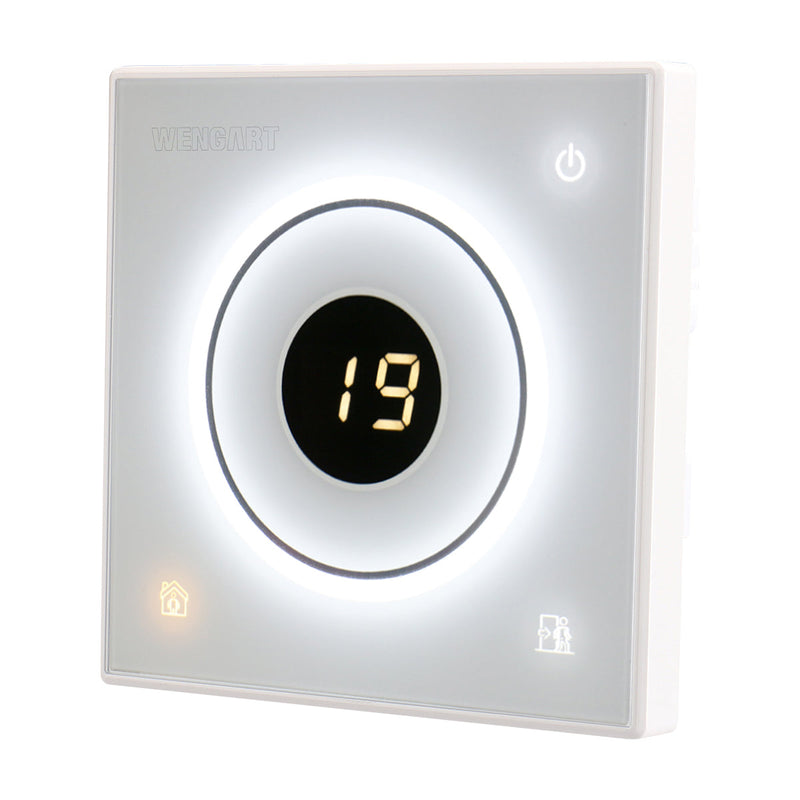 Heschen Room Thermostat WG502, 16A, for Electric Heating Equipment, with 3m external probe, Sliding Temperature Setting, White
