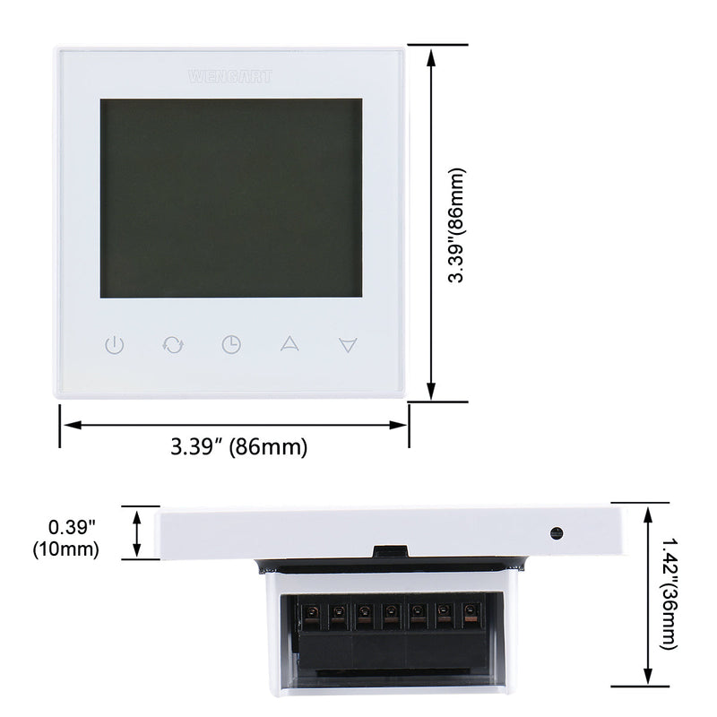 Heschen Room Thermostat WG505, LCD Digital Display, Touch Buttons, Weekly Programming,16A,Suitable for Electric Heating Equipment, with 3m external probe,White