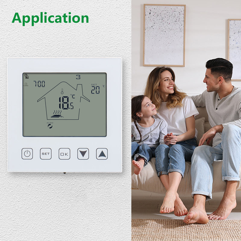 Heschen Home Thermostat Programmable WG603W,AC90-240V Max3A TFloor Heating